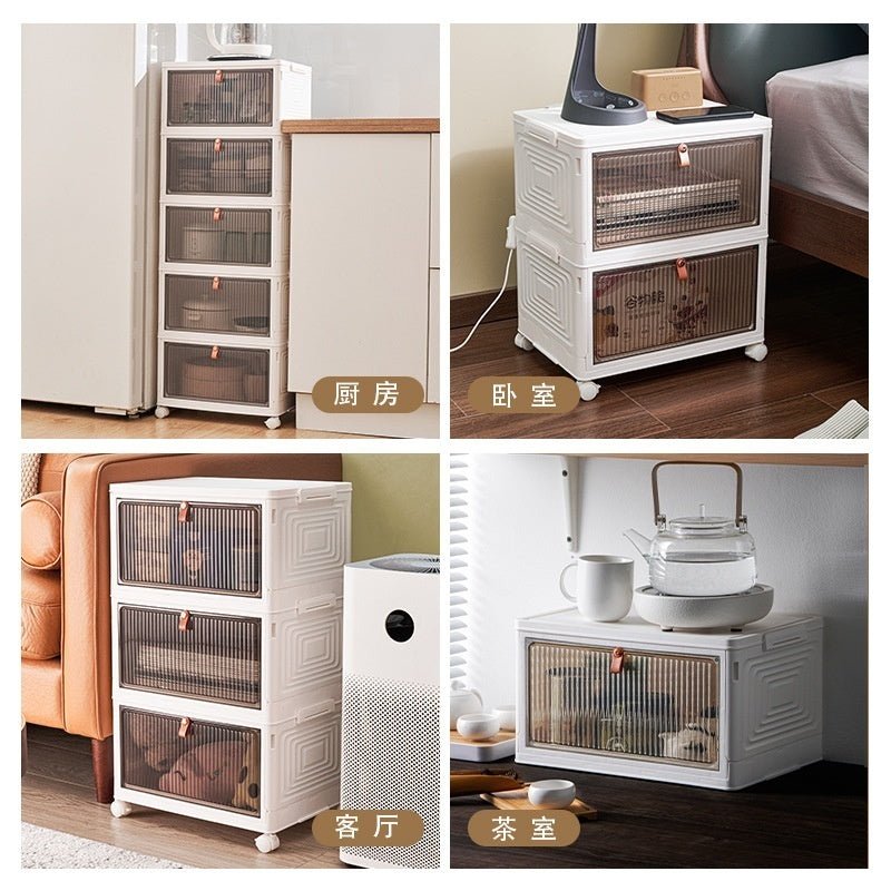 Large Folding Storage Box Stackable Case Cabinet Closet Home Organizer On Wheels - AllSellorg