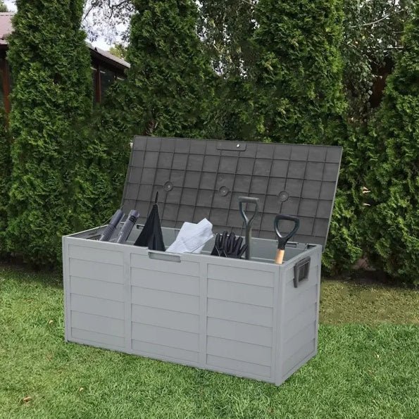 Outdoor Garden Plastic Storage Deck Box Chest Tools Lockable Seat 75gal 260L - AllSellorg