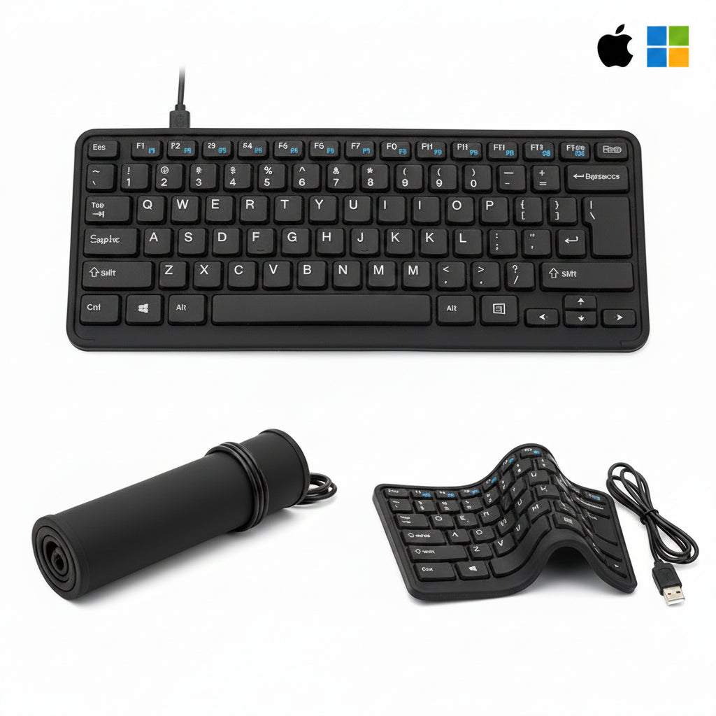 Waterproof Silicone Keyboard Foldable Flexible USB Dustproof DirtProof Full Size - AllSellorg