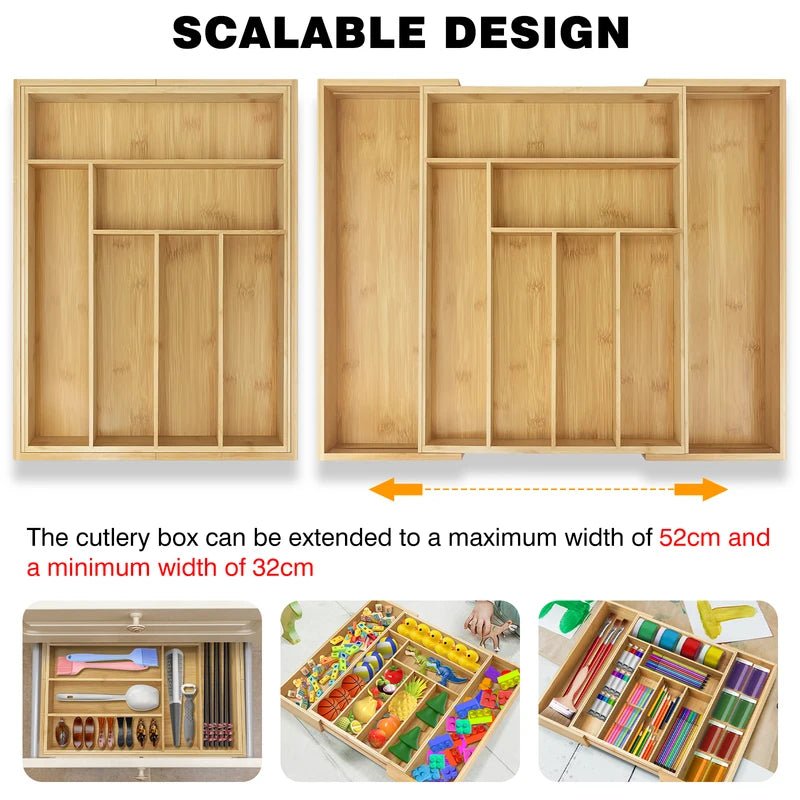 Wooden Bamboo Cutlery Tray Utensil Holder Rack Organizer - AllSellorg